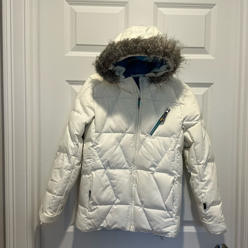Spyder White Ski Jacket with Fur Hood